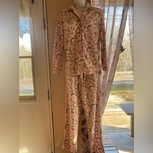 Pink & Brown Button-Up Fleece Pajama Set - Picture 12 of 13
